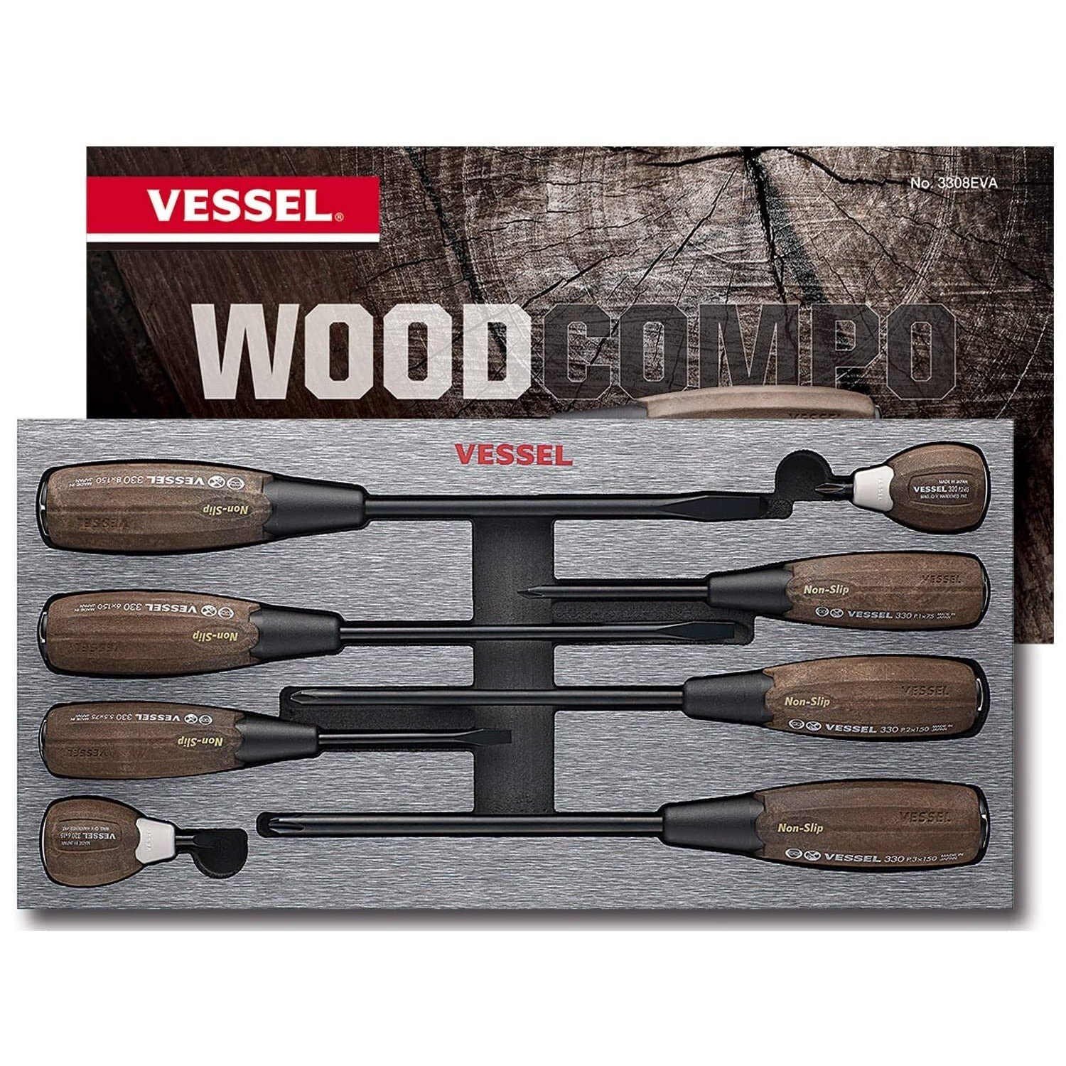 Vessel 8pc Screwdriver Set Non-Slip Hybrid Grip