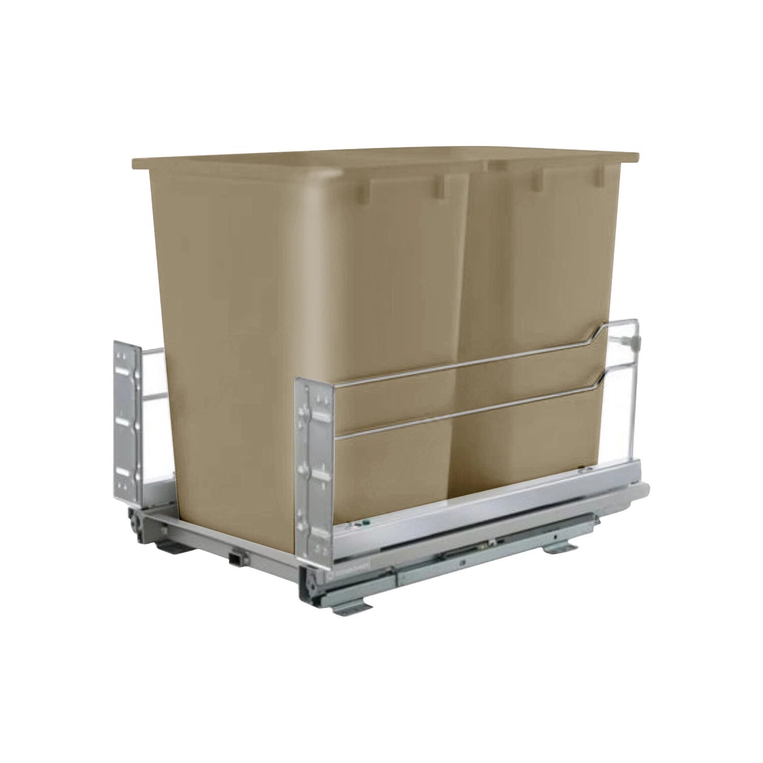 Trash And Recycling Center With Champagne Dual Waste Bins, 2x 36 Quart