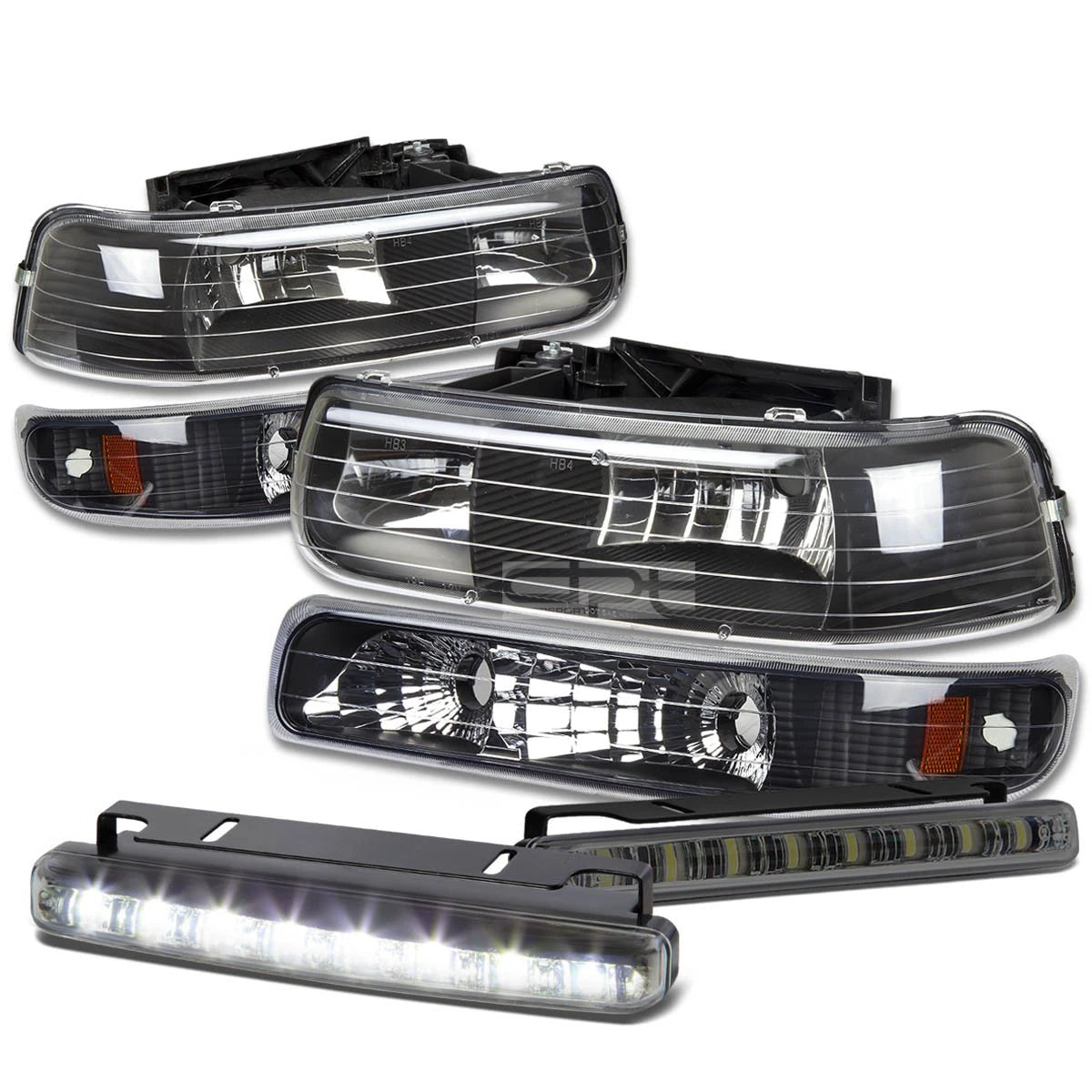 Black Housing Clear Lens Headlight+bump<wbr/>er+LED | Built Supply Co