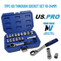 US PRO Socket Set Metric Go-thru 17 Pc 3/8 1/2 Adaptors Ratchet 7559 G