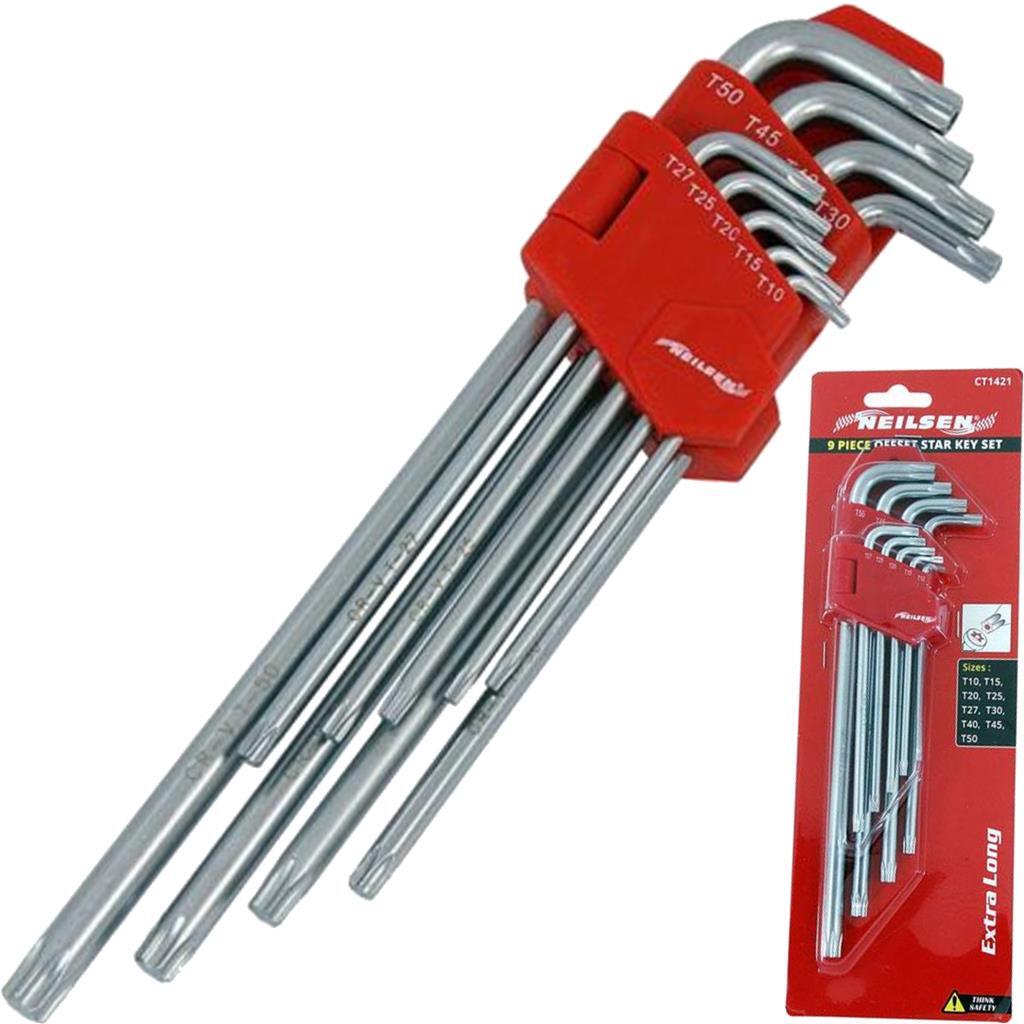 Neilsen 9pc Extra Long Offset Star Torx Key Set