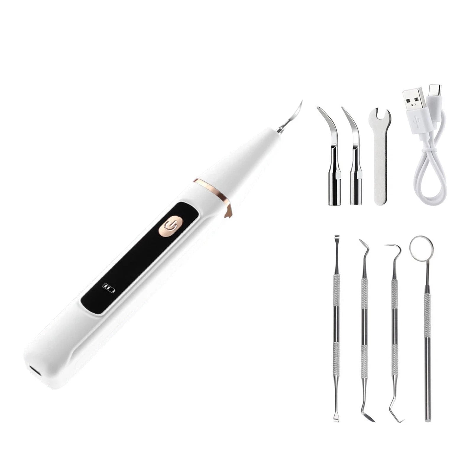 Ultrasonic Dental Scaler Kit Tooth Tartar Remover 450mah Battery
