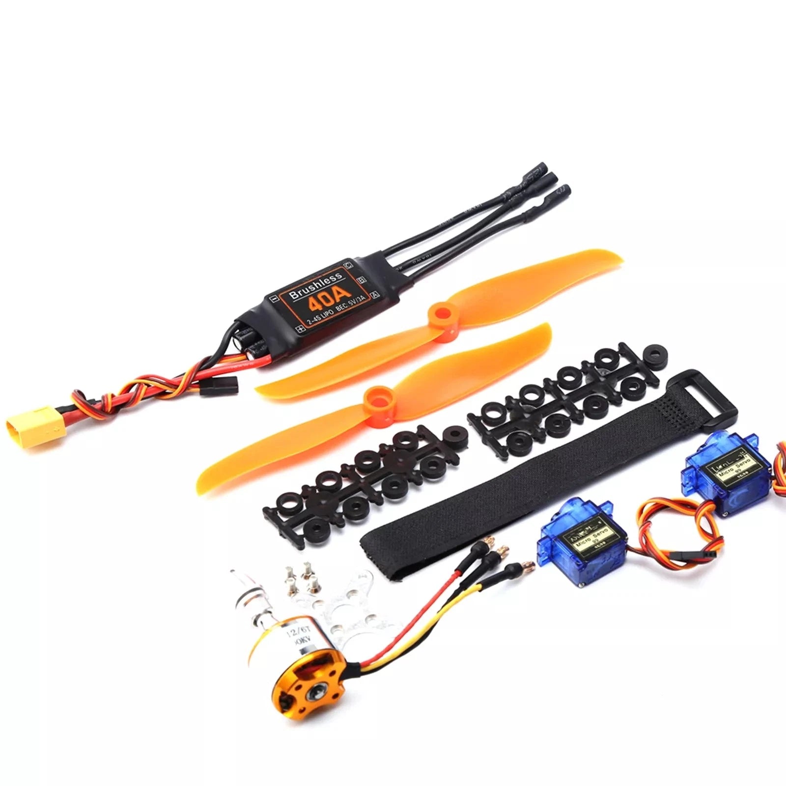 2200kv Brushless Motor Kit W/propeller&mi<wbr/>cro Servo&esc Rc Plane
