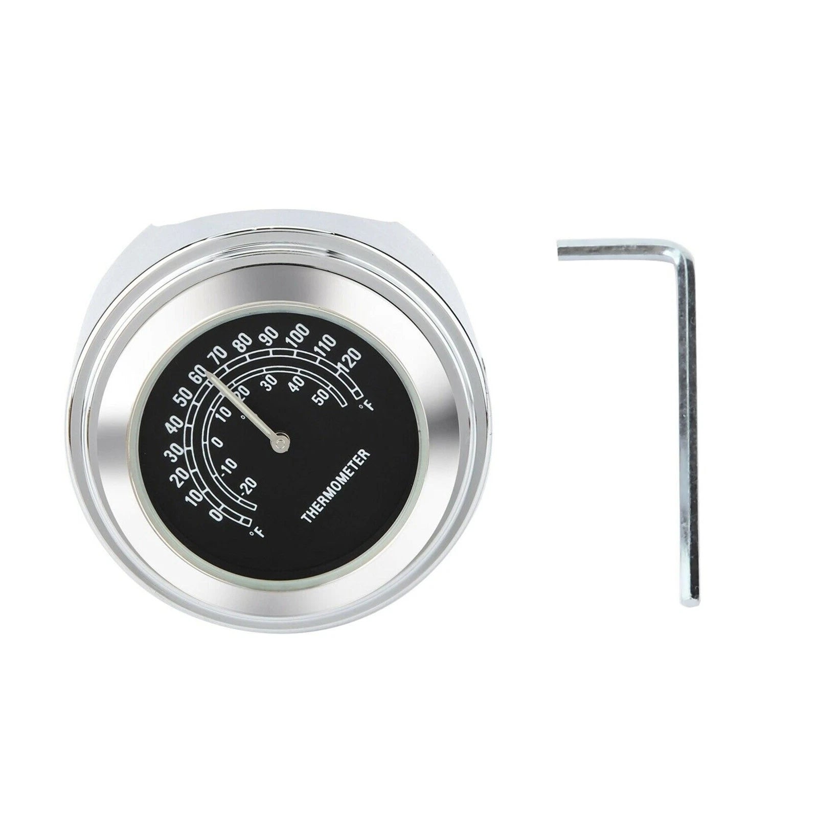 Motorcycle Front Chrome Waterproof Handlebar Mount Thermometer For