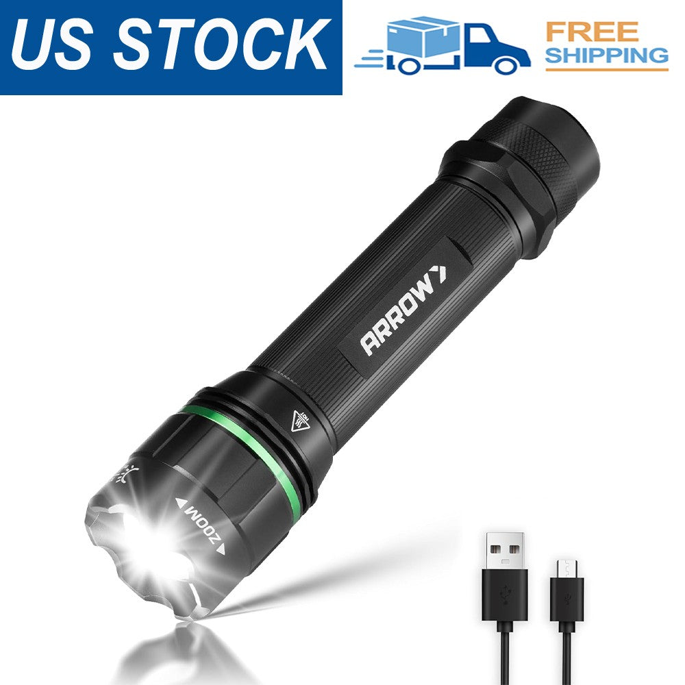Arrow Rechargeable Flashlights 1000 Lumens Bright LED Flashlight with 3 Modes
