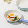 Blue Wrought Iron Frying Pan Set 20cm 24cm 26cm For Stir Fry And