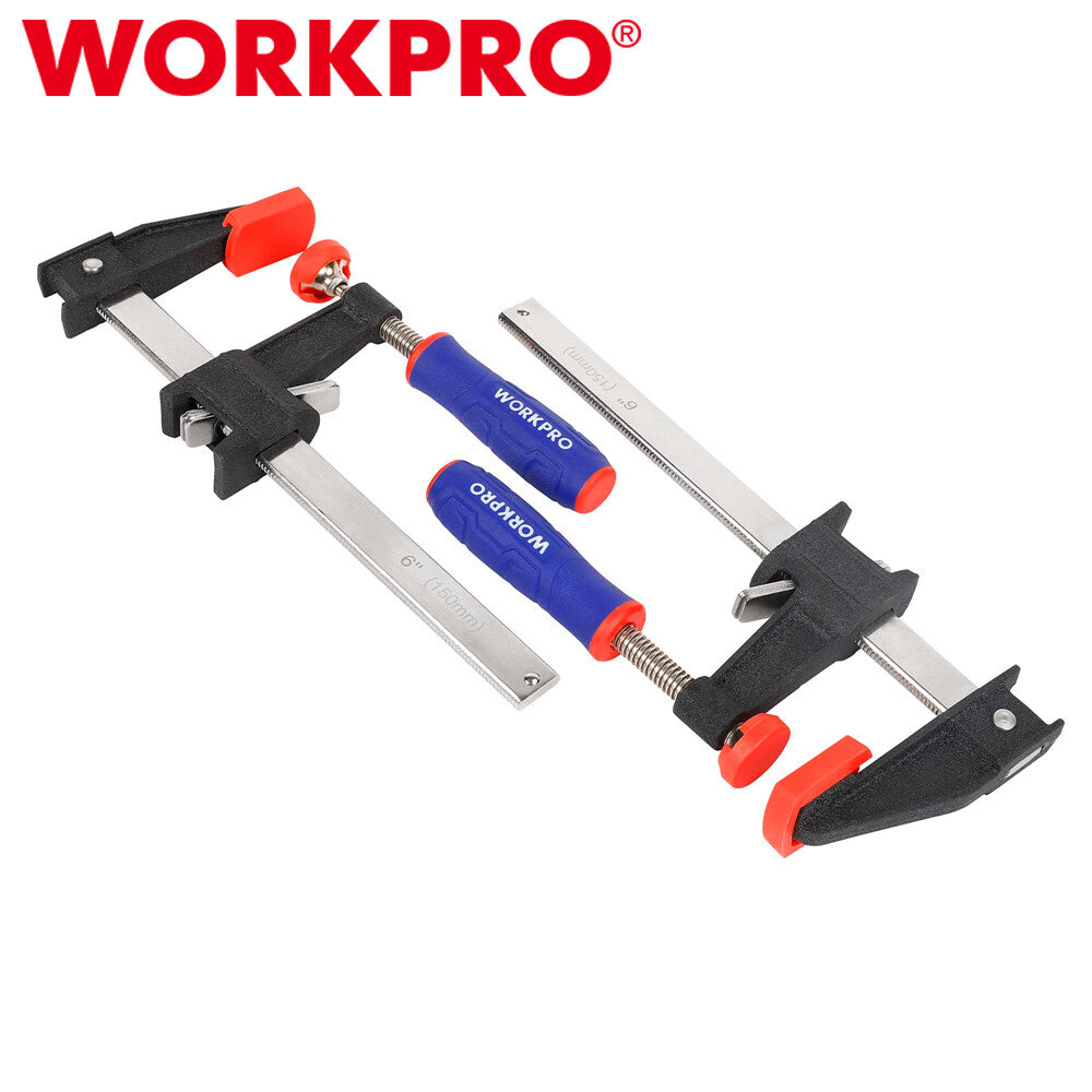 WORKPRO 2PCS 6" Steel Bar Clamps Set Quick-Release Bar Clamps 600 Lbs