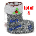 Lot 4 | 5" Tinsel Christmas Holiday Stocking Hangable Ornament