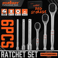 6PC 1/4" 3/8" 1/2" Drive Ratchet Socket Wrench Handle Extension Bar 90