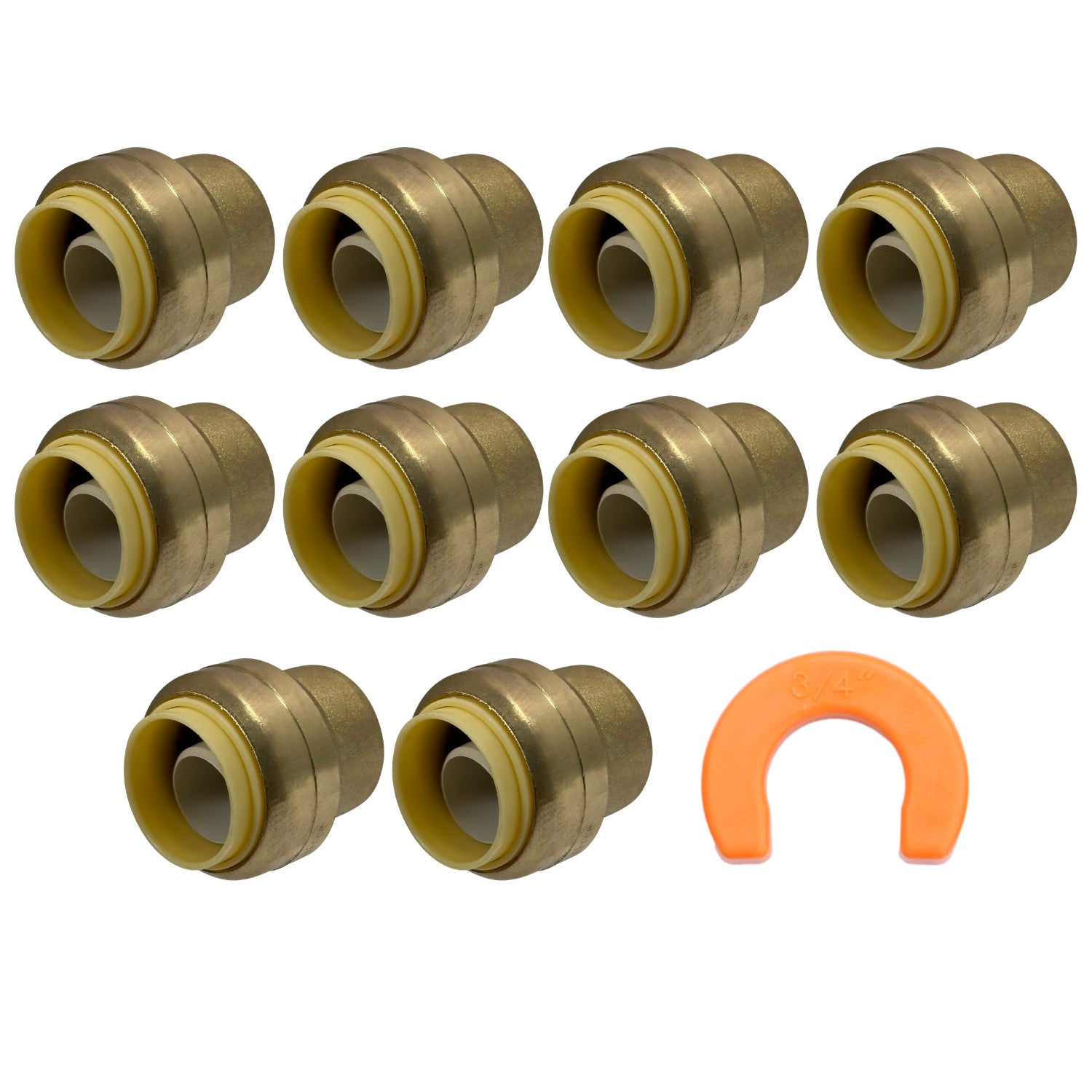 10 Pack XFITTING 3/4" Push Fit Cap w/ 1 Clip,Push to Co