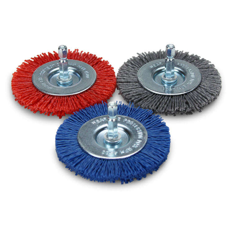 BHA 3" Nylon Wire Wheel with 1/4" Hex Shank for Drill or Die Grinder