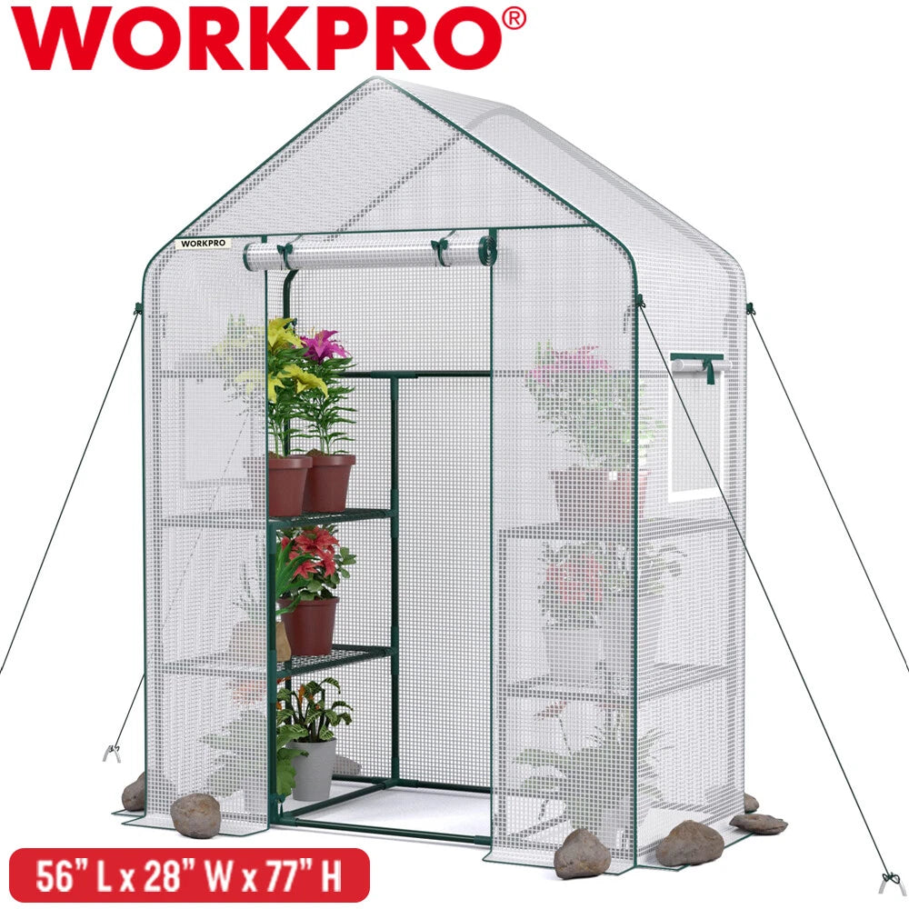 Workpro Mini Walk-in Greenhouse 56"x28"x77" 3tier Portable Gardening