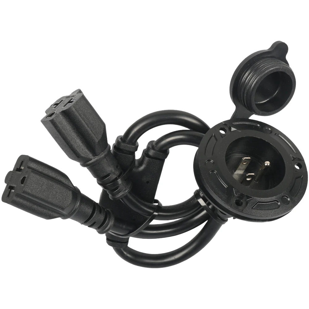 5-20a Waterproof Rv Power Cord Splitter 12awg Dual Ac Outlet For