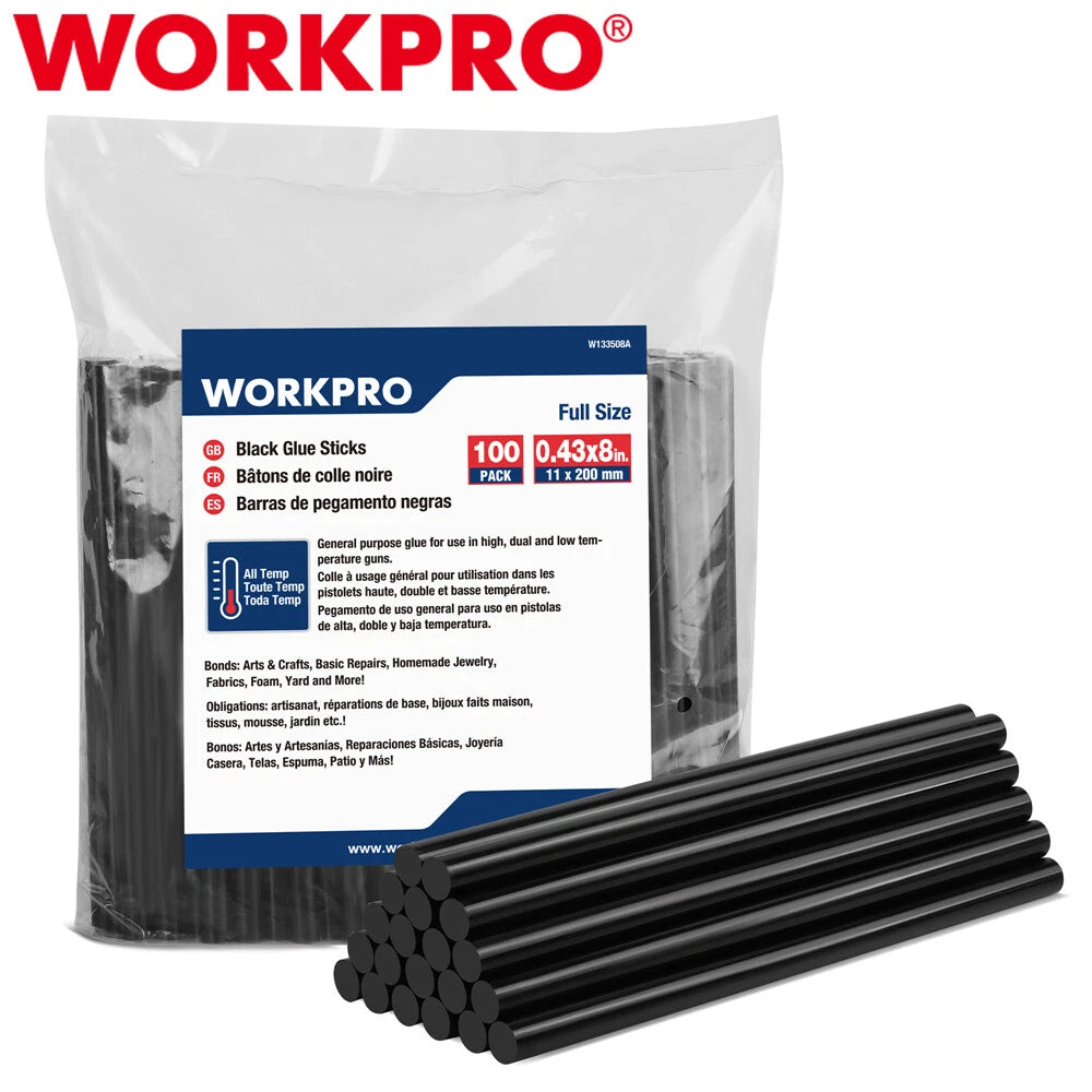 Workpro Hot Glue Sticks 100 Pack Black Hot Melt Adhesive Glue Sticks