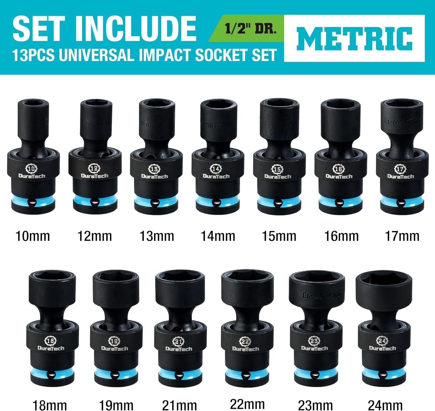 DURATECH 13-Piece Impact Swivel Socket Set by DURATECH