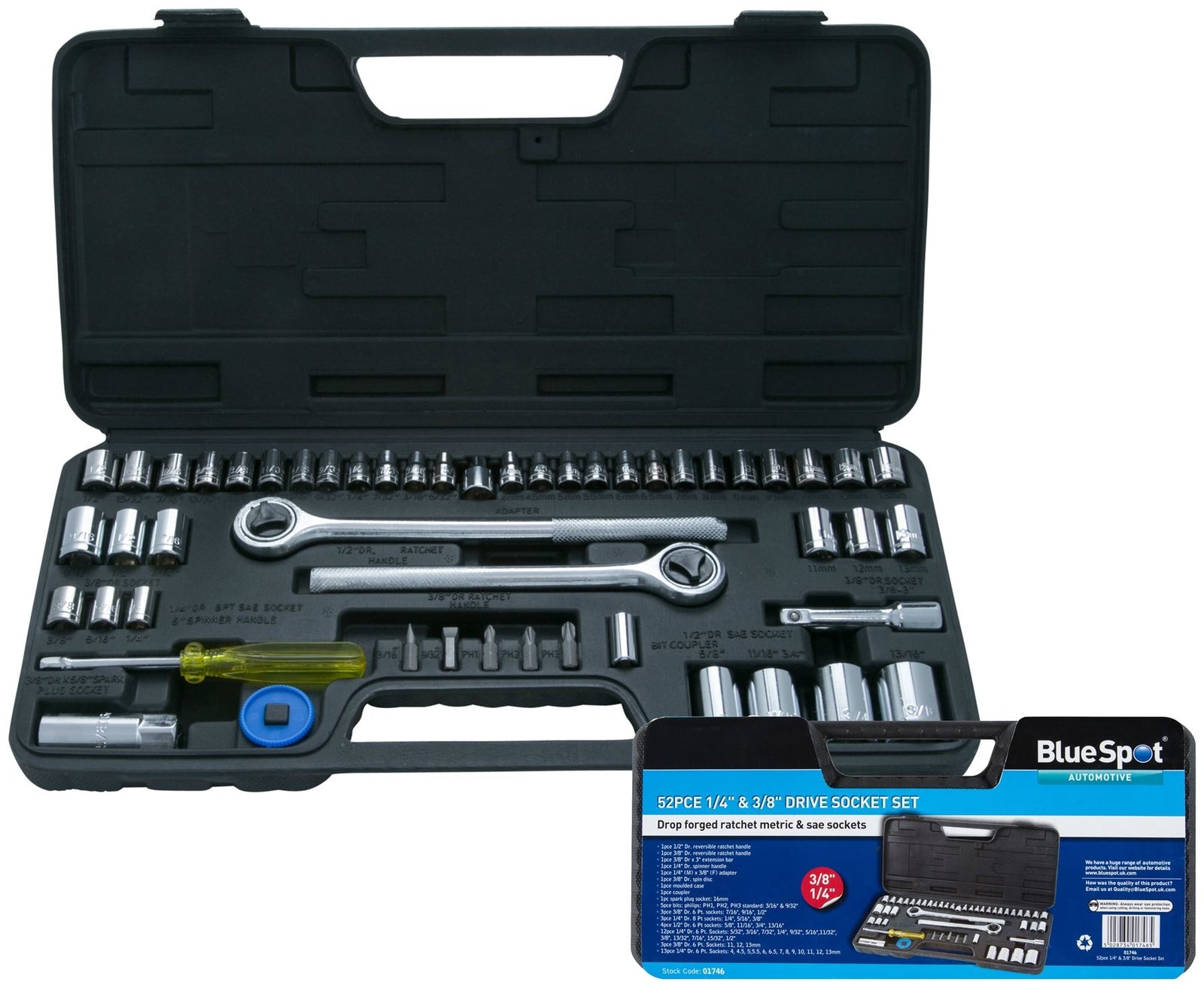 BlueSpot 52pc Metric Imperial Socket Set 3/8 & 1/2-Drive by BlueSpot