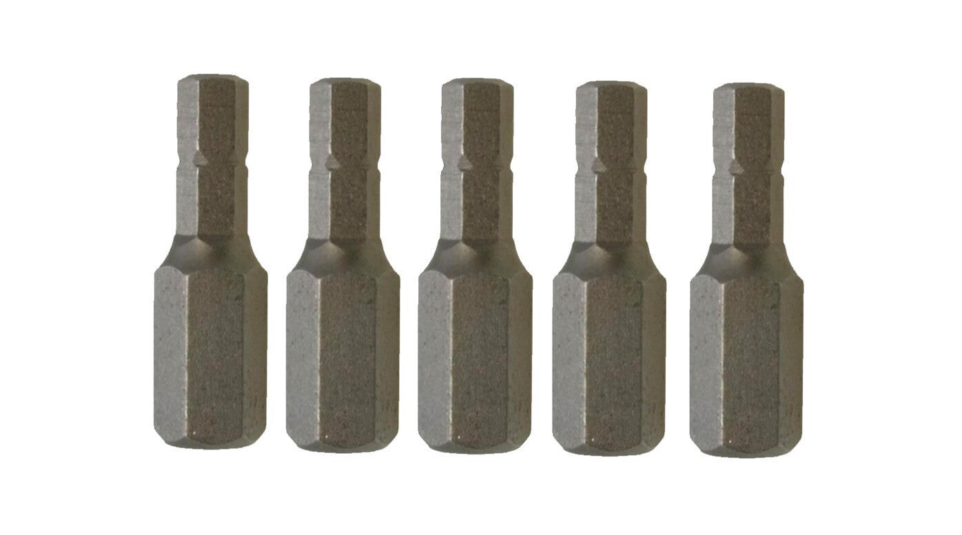 5pc-pack S2 Steel 5/16"(8mm) Shank Hex Allen Bits 30mmL Option