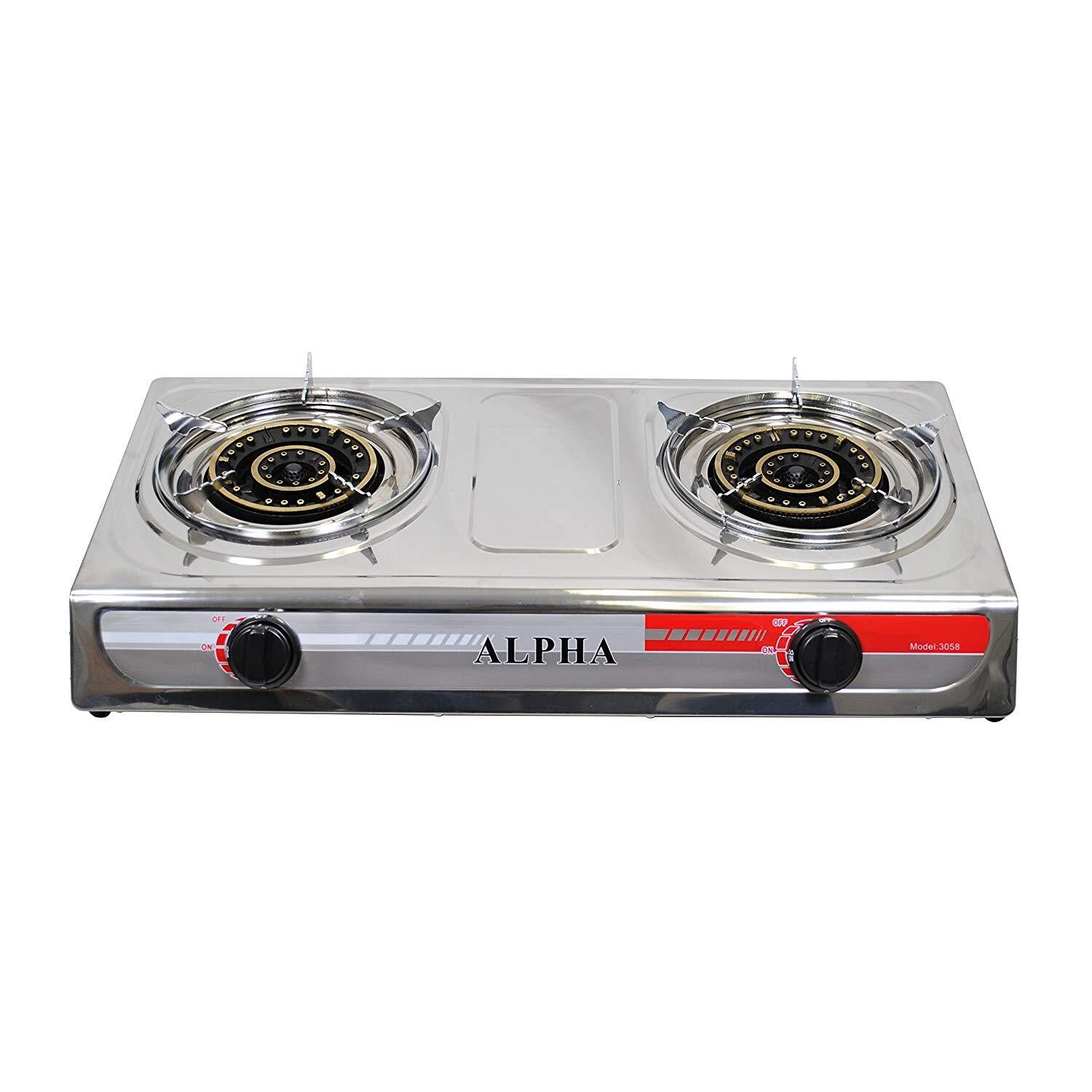 28,000 BTU LP Double Burner Stove Outdoor Propane Camping Cooker w/ Stand & Hose
