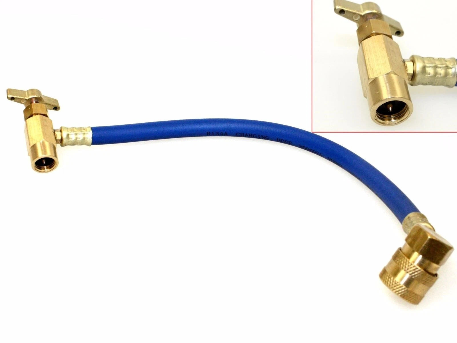 Ac R134a R12 Charging Recharge Hose W/valve Can Tap Brass Quick