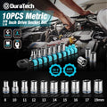 Duratech 3/8" 1/4''drive Socket Sets Mechanic Metric W/storage Rack