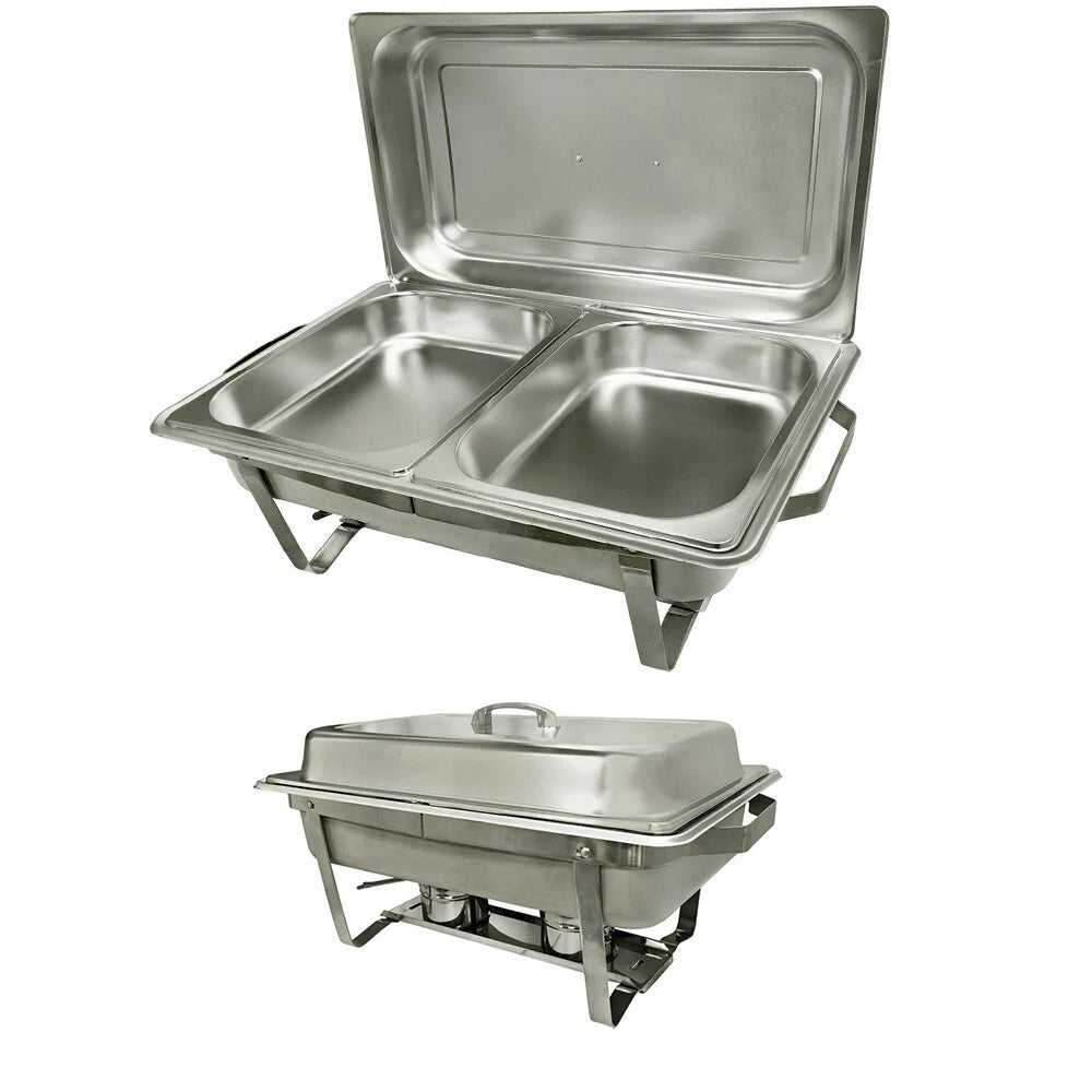 8 Quarts Stainless Steel Chafer Dish Full Size Buffet Trays +2 1/2
