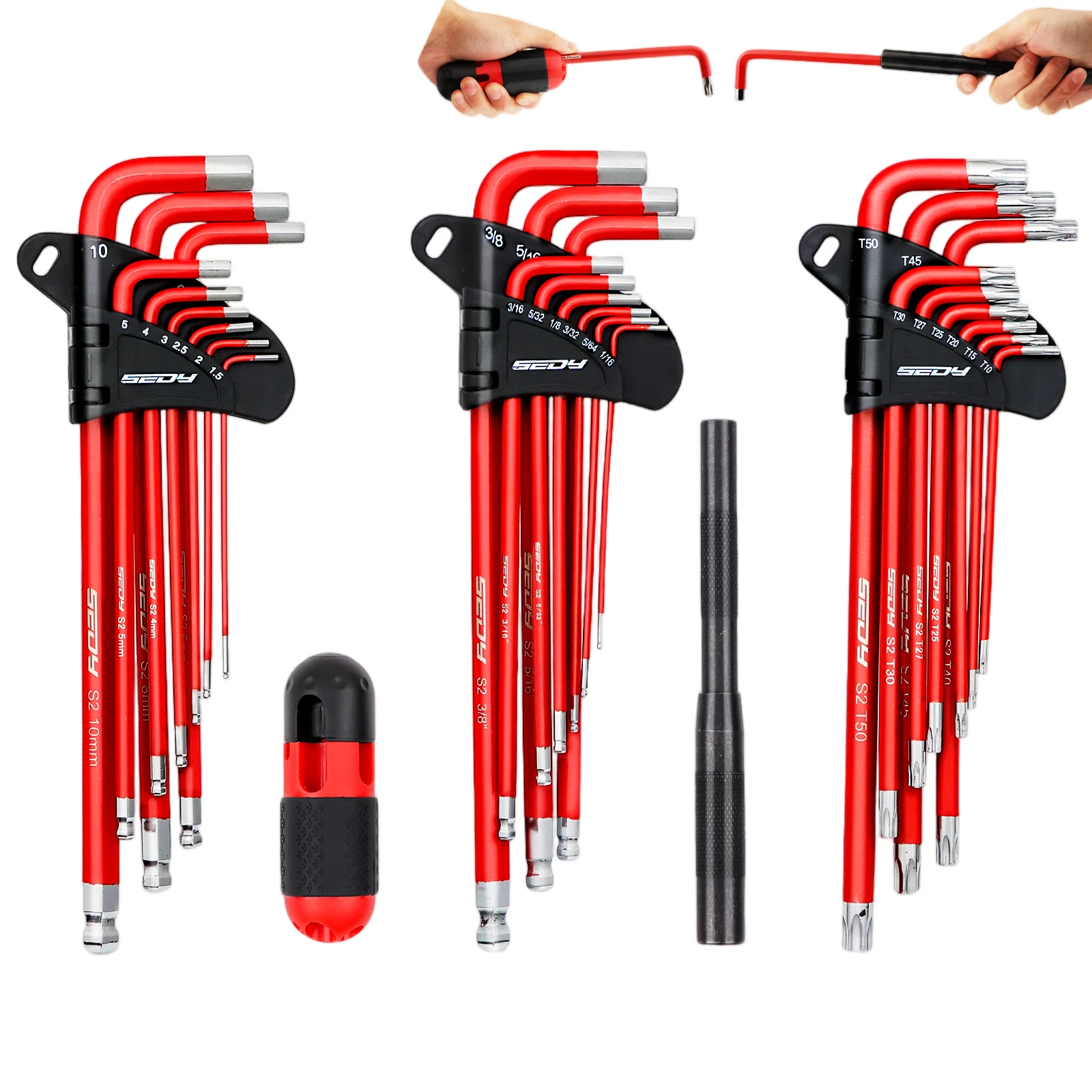 30PC L-Hex Torx Key Set Ball End Allen Wrench Grip Handle Extension Bar S2 Steel