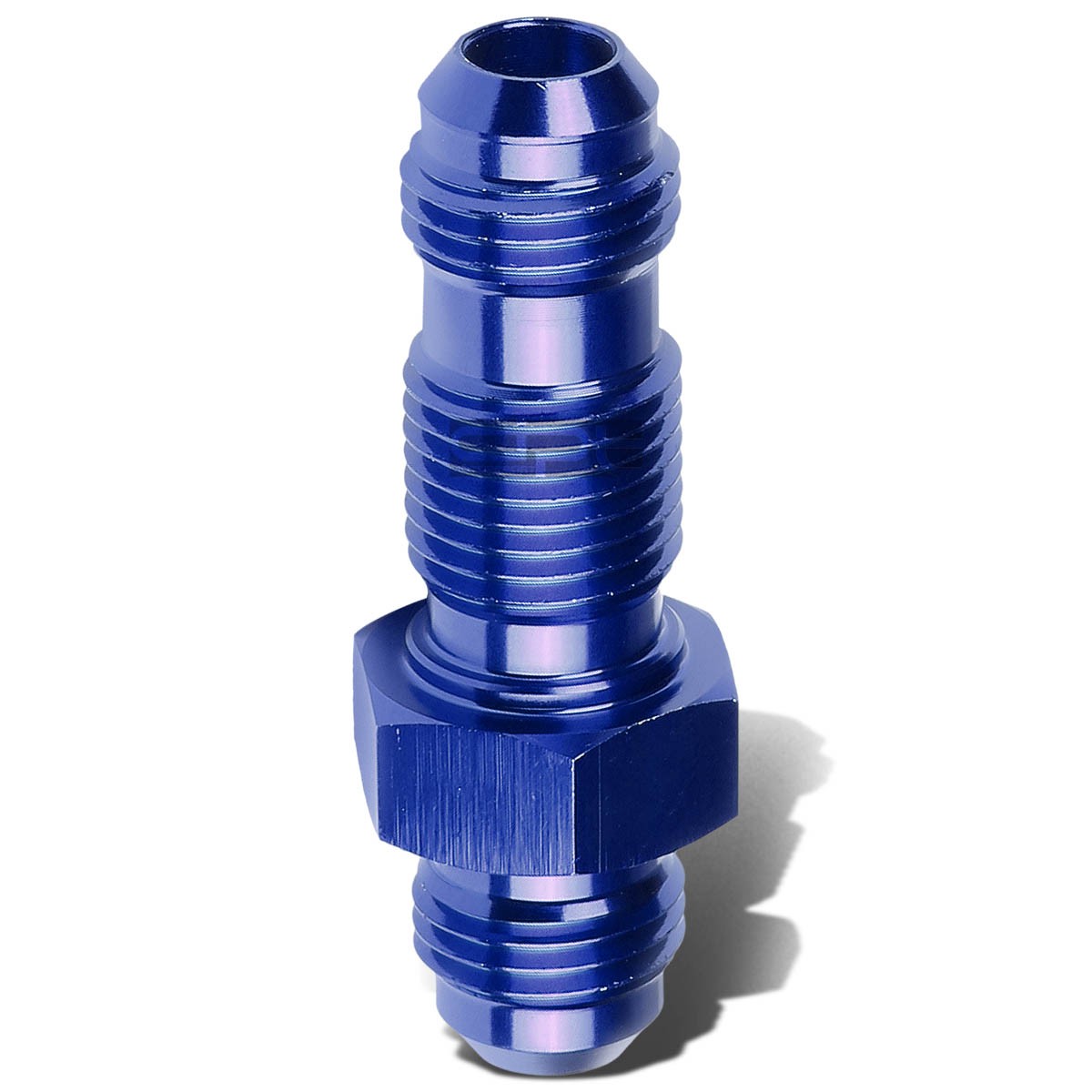 4an An-4 Male Thread Straight Bulkhead Flare Blue Aluminum Anodized