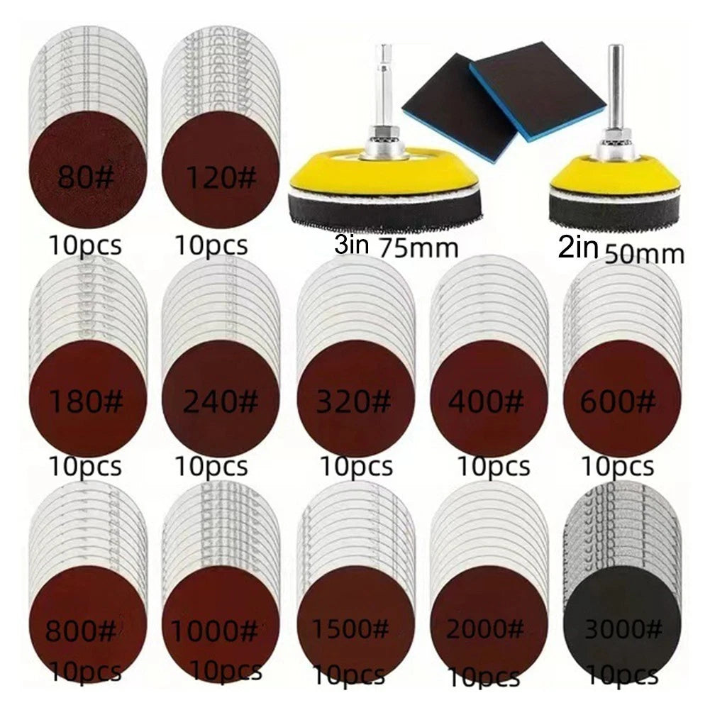 3 Inch Sanding Disc Pad Kit 80 Through 3000 Grit Aluminum Oxide
