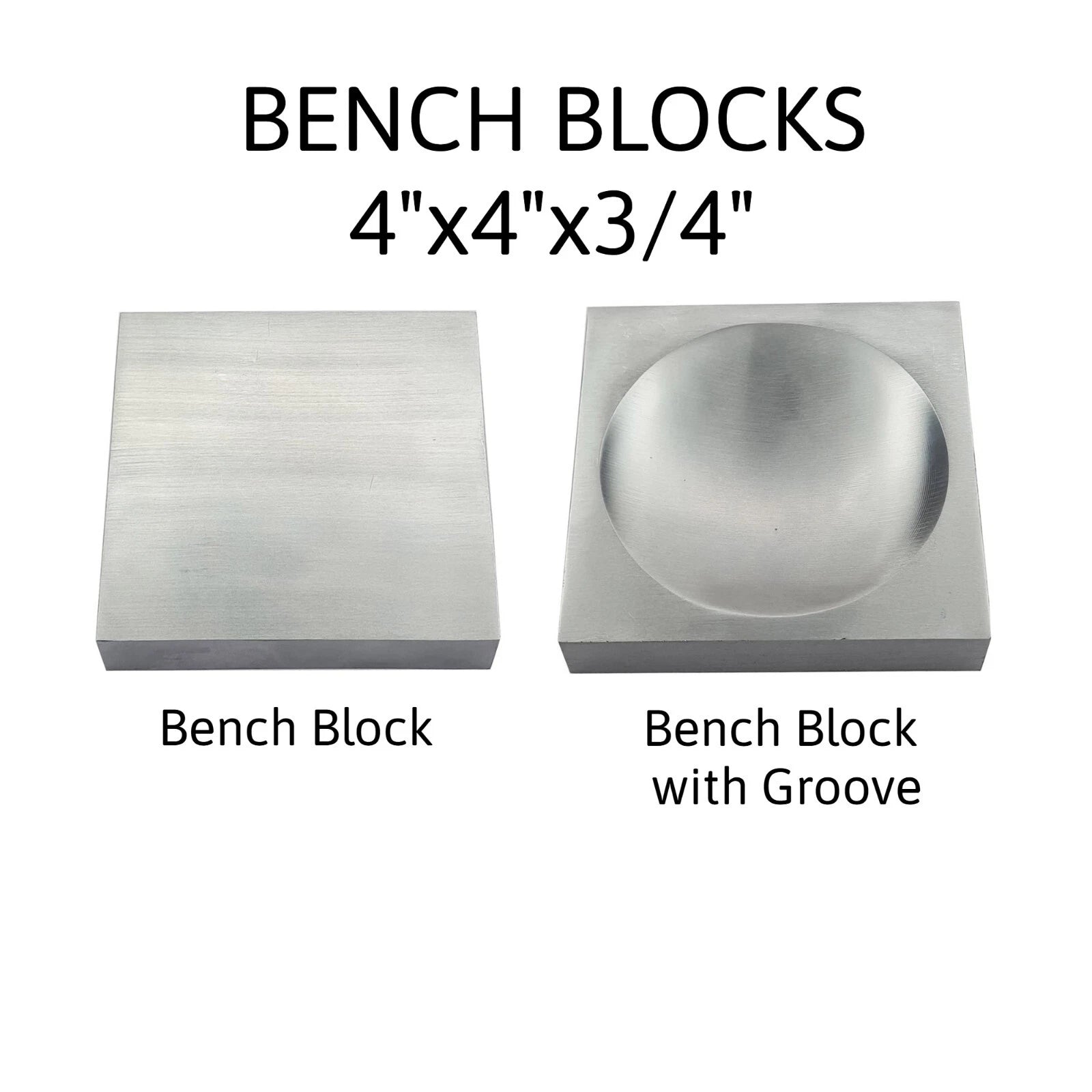 Set Of 2 Different Bench Blocks Steel Square 4" X 4" X 3/4" - Metal