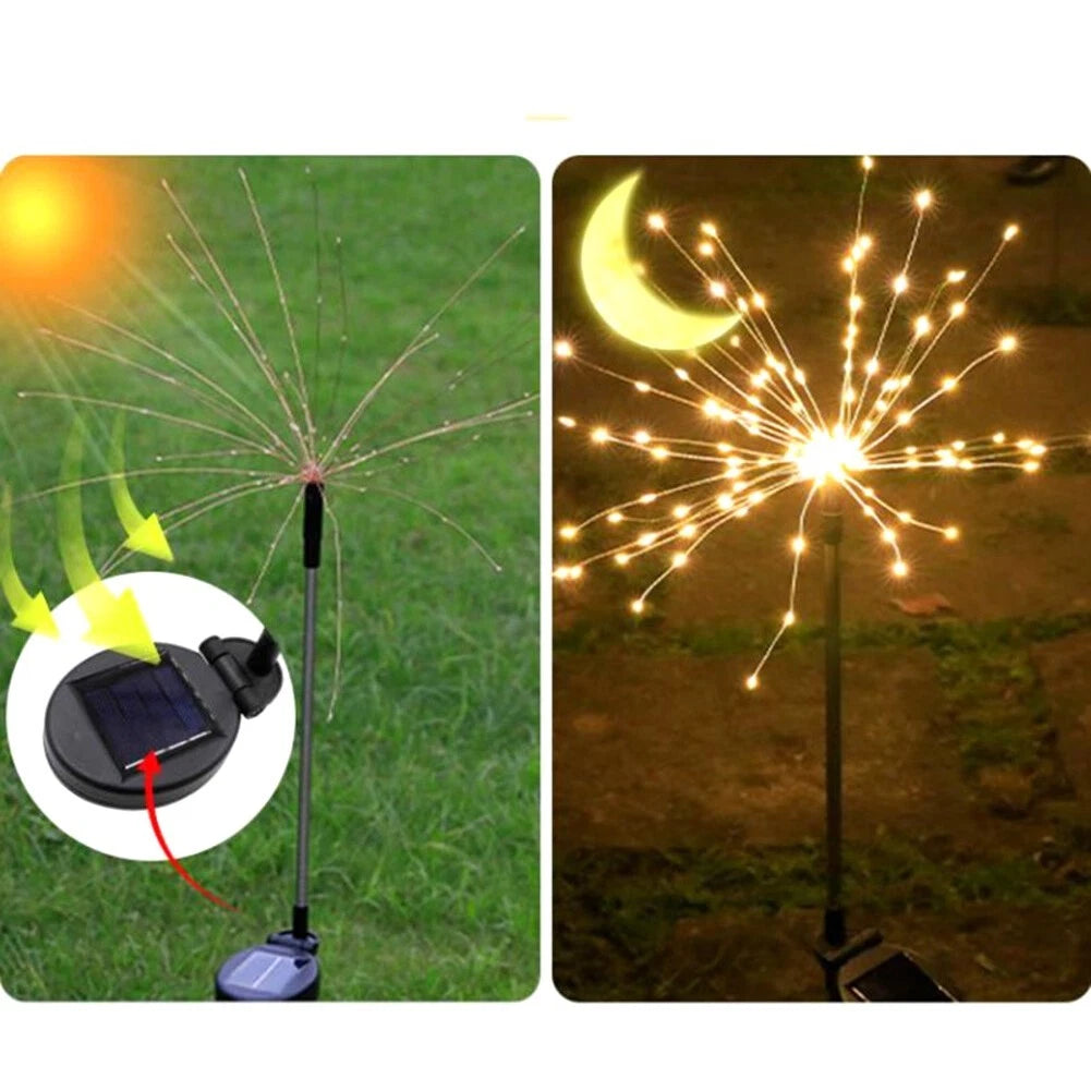 Solar Fireworks Lights For Outdoor Garden Decoration With Waterproof