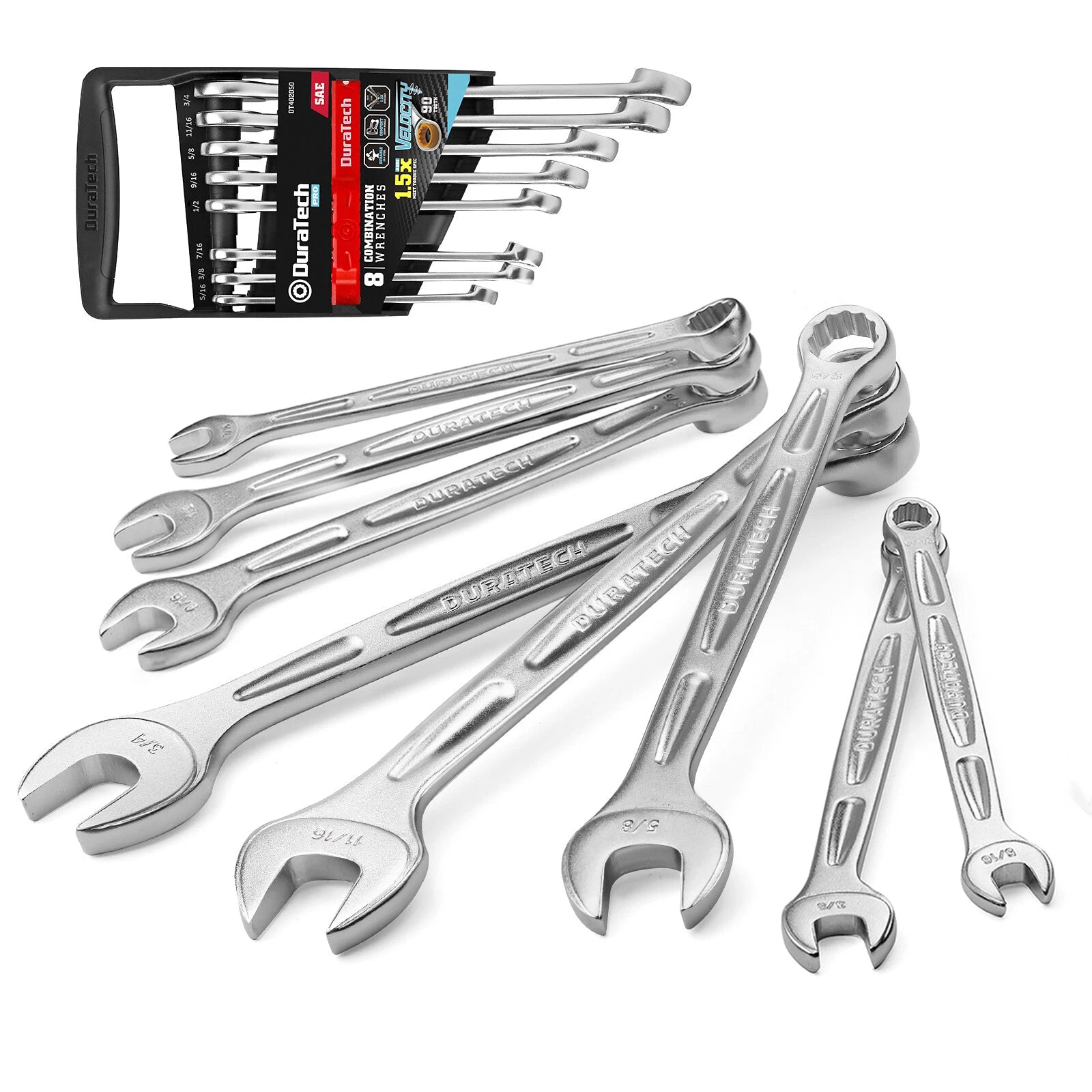 Duratech Combination Wrench Set 5/16" To 3/4" Sae Wrench Organizer