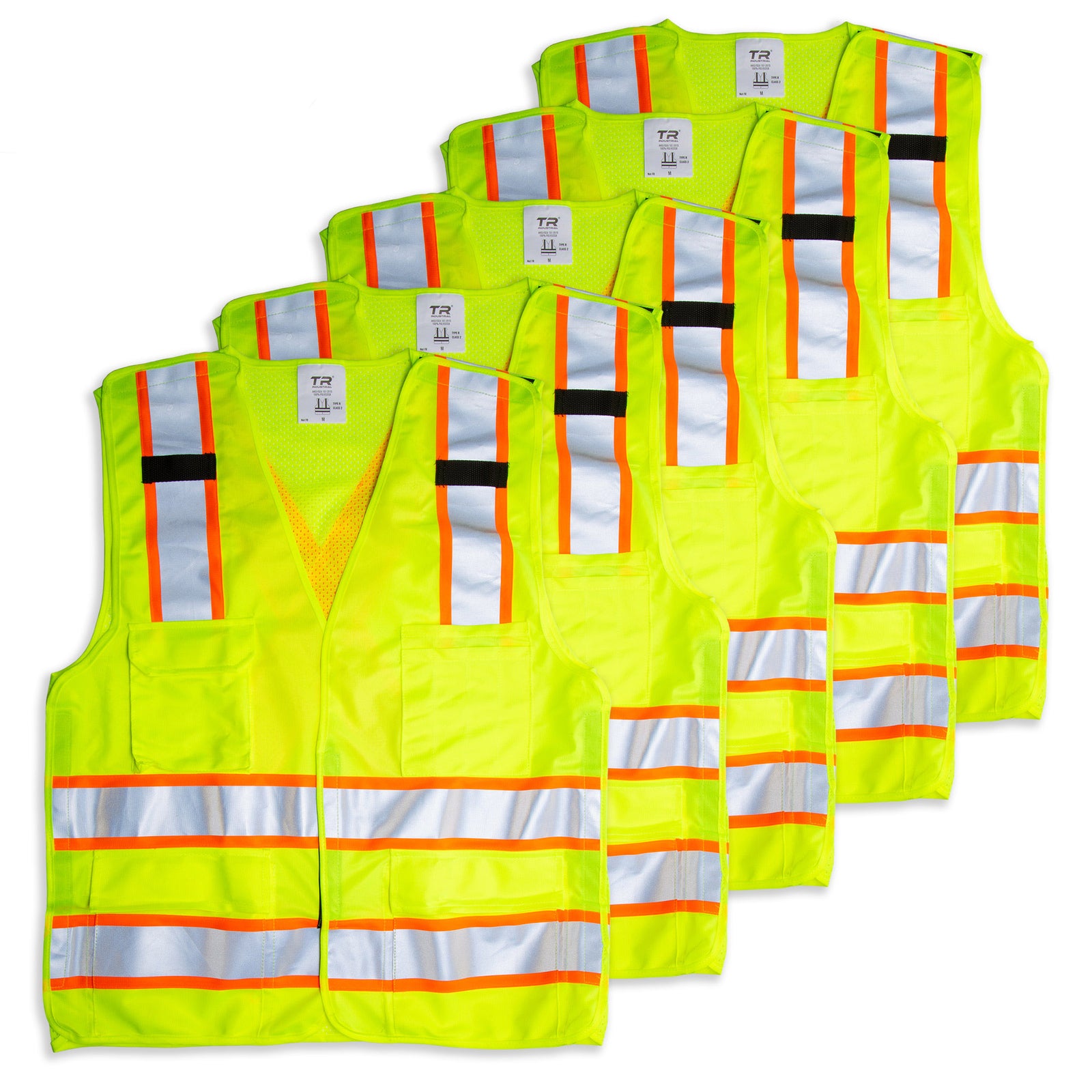 TR Industrial 5-Point Breakaway High Vis Safety Vest 5-Pack by TR Industrial
