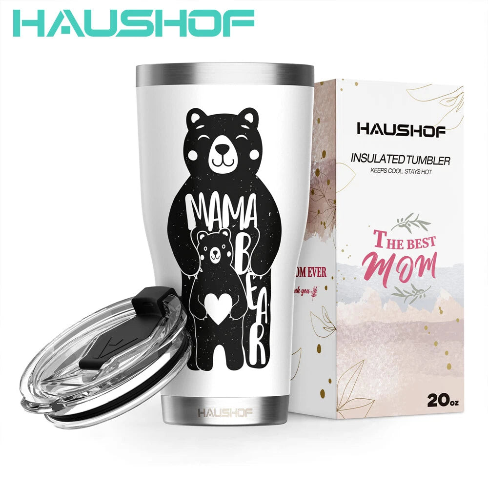 HAUSHOF Mothers Day Tumbler Double Wall Insulated Tumbler 20 oz Stainless Steel