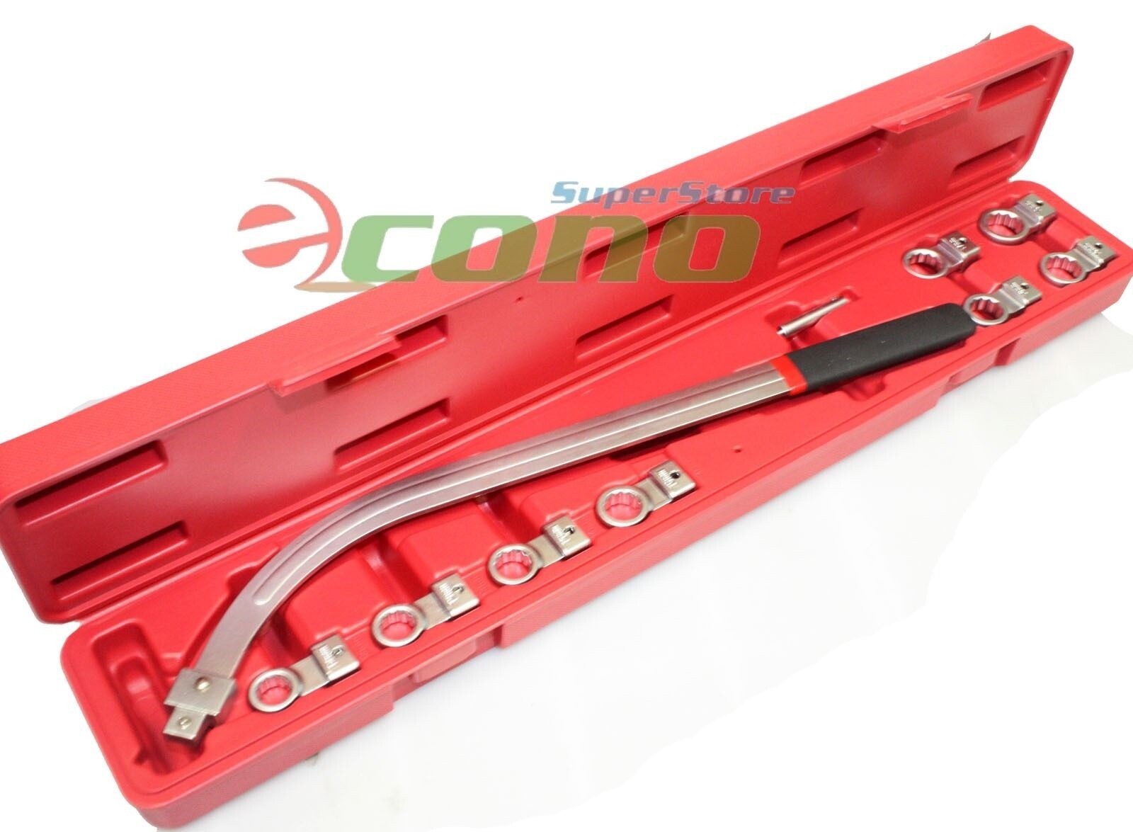 17" Damper Pulley Puller Tensioner Wrench Set w/8pc 12pt Interchangeable Head