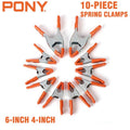PONY 10-PIECE 4-inch 6-inch Heavy Duty Metal Spring Clamps Set 2" 1"