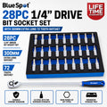 Bluespot 1/4 Drive Bit Socket Set With 300mm Extra Long 72 Tooth