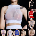 Sexy Womens See Through Mesh Sheer Tank Crop Top Vest T-shirt Blouse