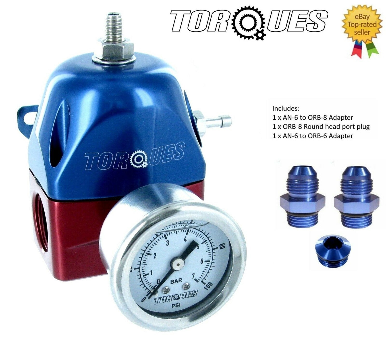 Torques AN-6 (ORB-8) EFI Adjustable Fuel Pressure Regulator 30-70 PSI