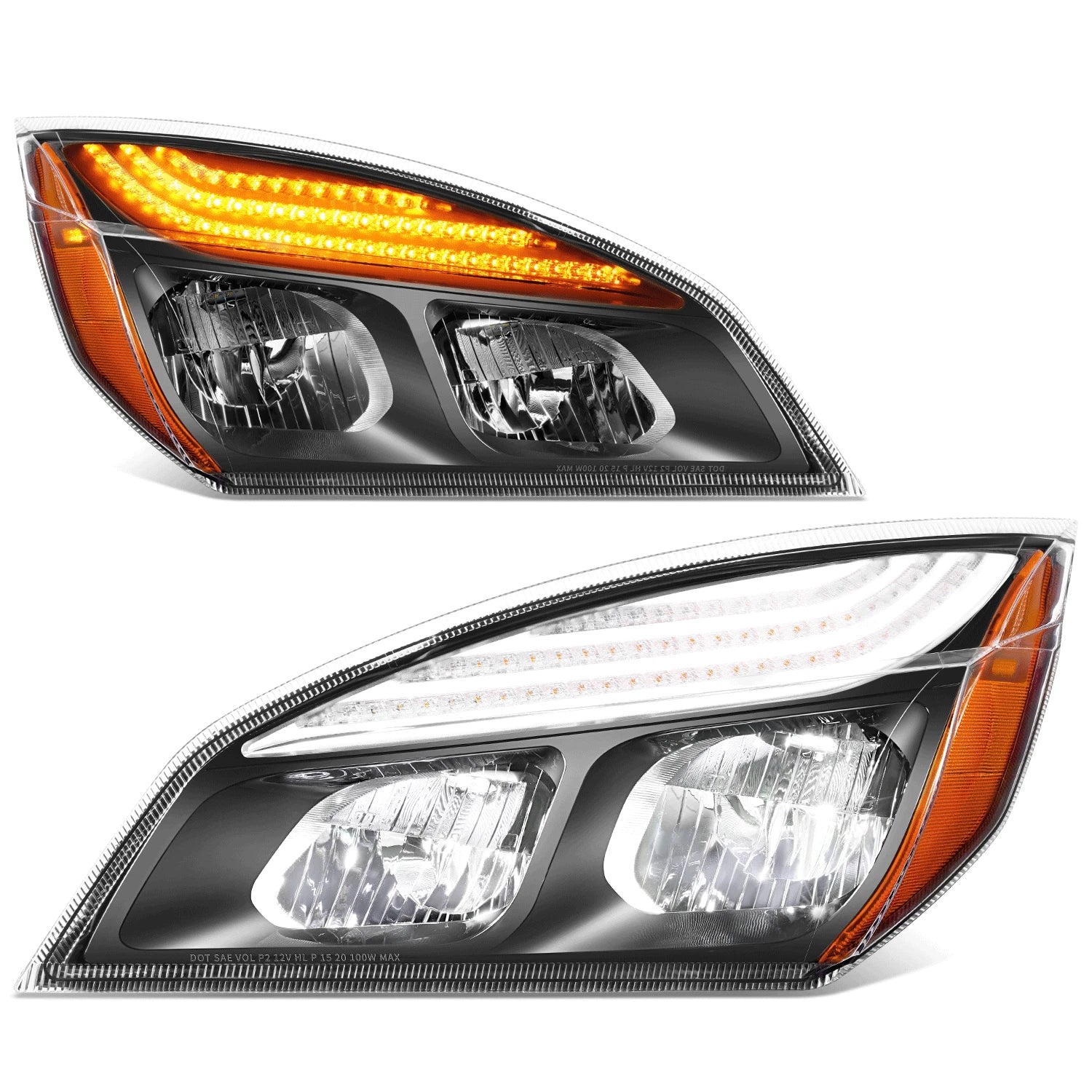 Fit 18-24 Freightliner Cascadia Pair Black Housing | Built Supply Co