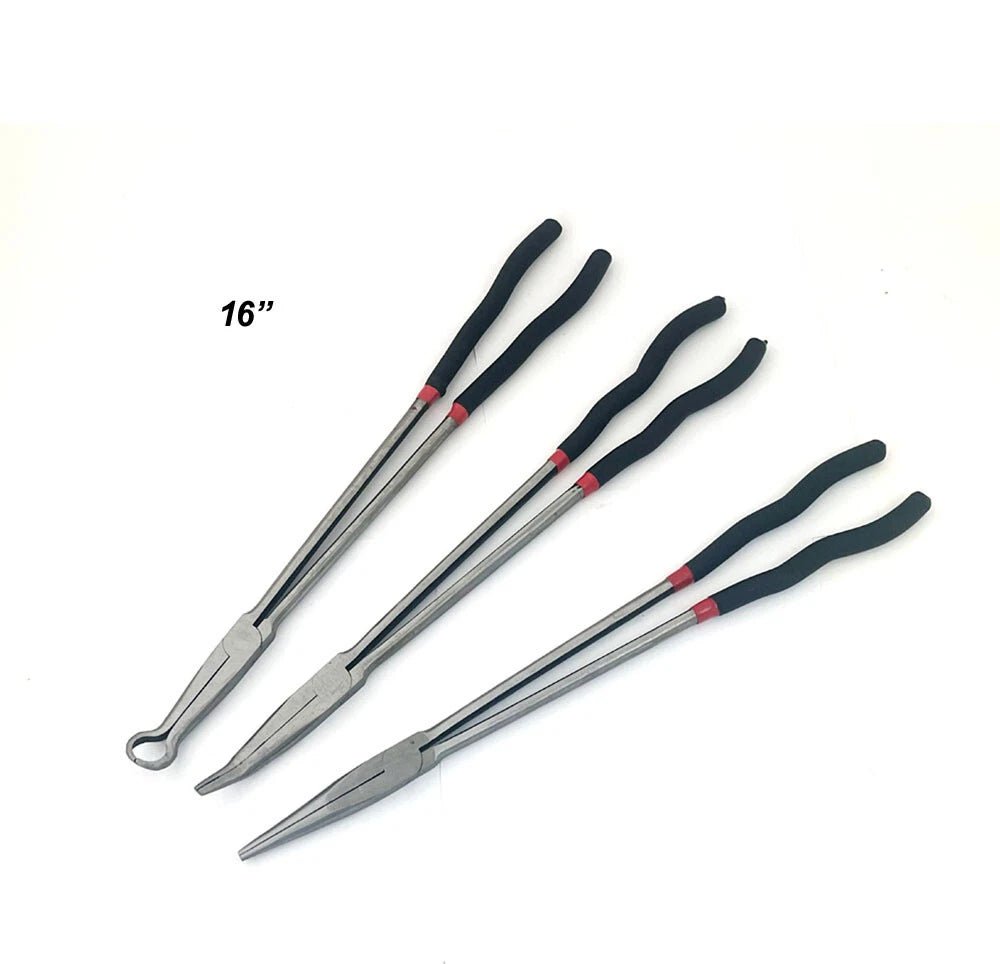 16" Extra Long Reach Nose Pliers Circlip: Straight/bent/ Spark Plug
