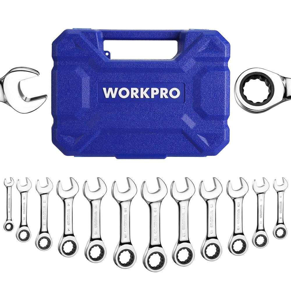 WORKPRO Stubby Ratcheting Wrench Set 12-Piece by WORKPRO