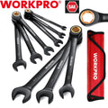 WORKPRO 9PCS Ratcheting Combination Wrench Sets Anti-Slip 1/4"-3/4" SAE 72-Teeth
