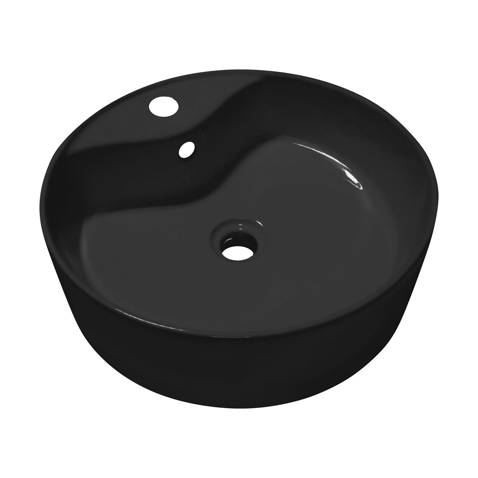Rok Lagoon Round Shaped Vessel Bathroom Sink 18-1/8" X 18-3/8" Black