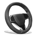 Matte Texture Perforated Leather Steering Wheel Cover White W/wavy