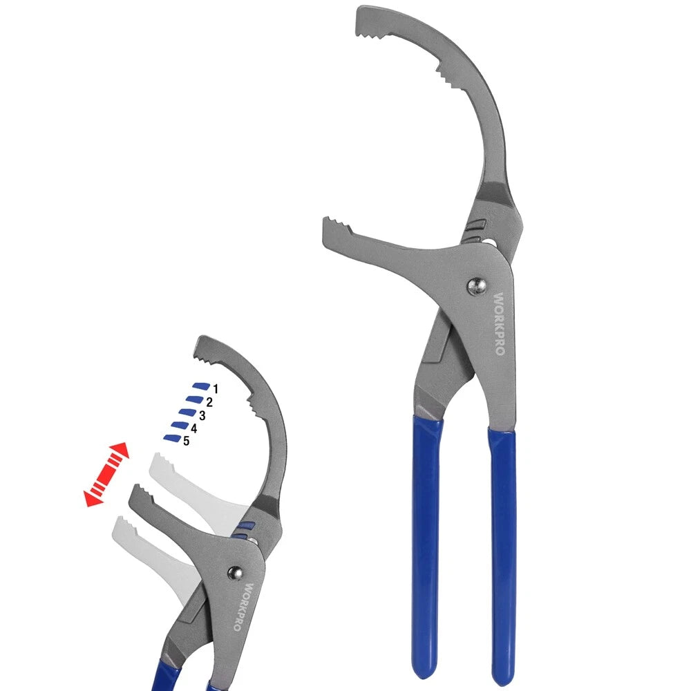 WORKPRO 12" Oil Filter Wrench Oil Filter Removal Tool Adjustable OilFilter Plier