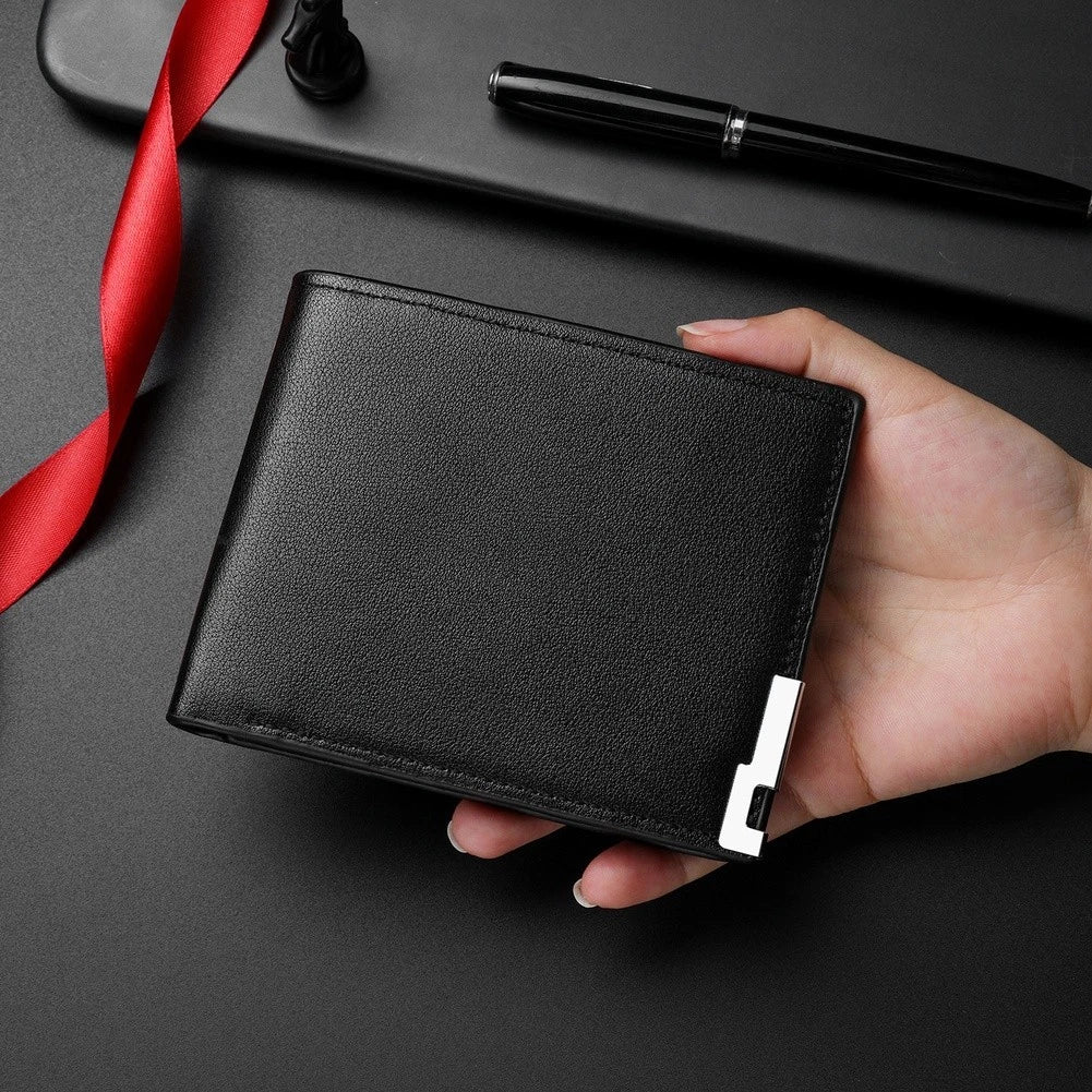 Men's Compact Vertical Wallet Thin Pu Leather Protected Card Cash