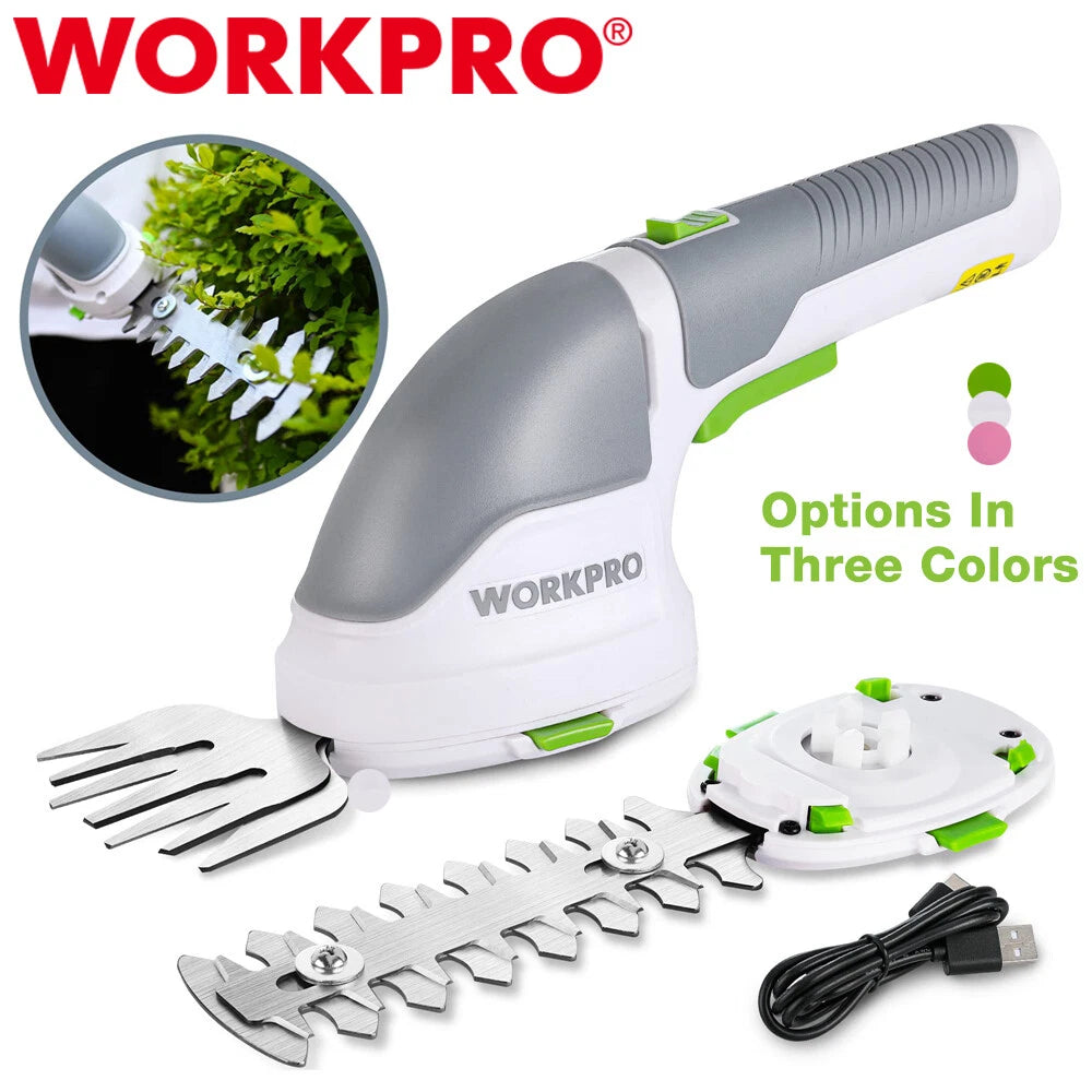 Workpro 2 In 1 Cordless Grass Shear Shrubbery Trimmer Hedge