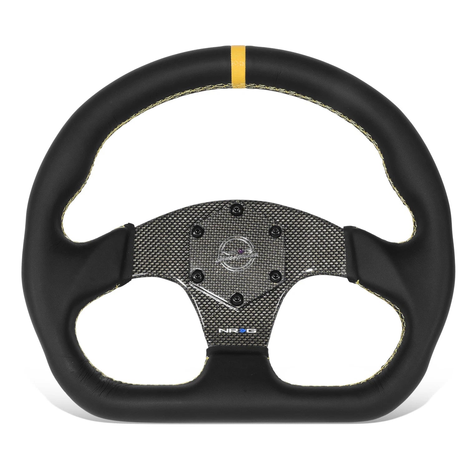 320mm Flat Dish Wheel Nrg 3-spoke Yellow Stripe | Built Supply Co