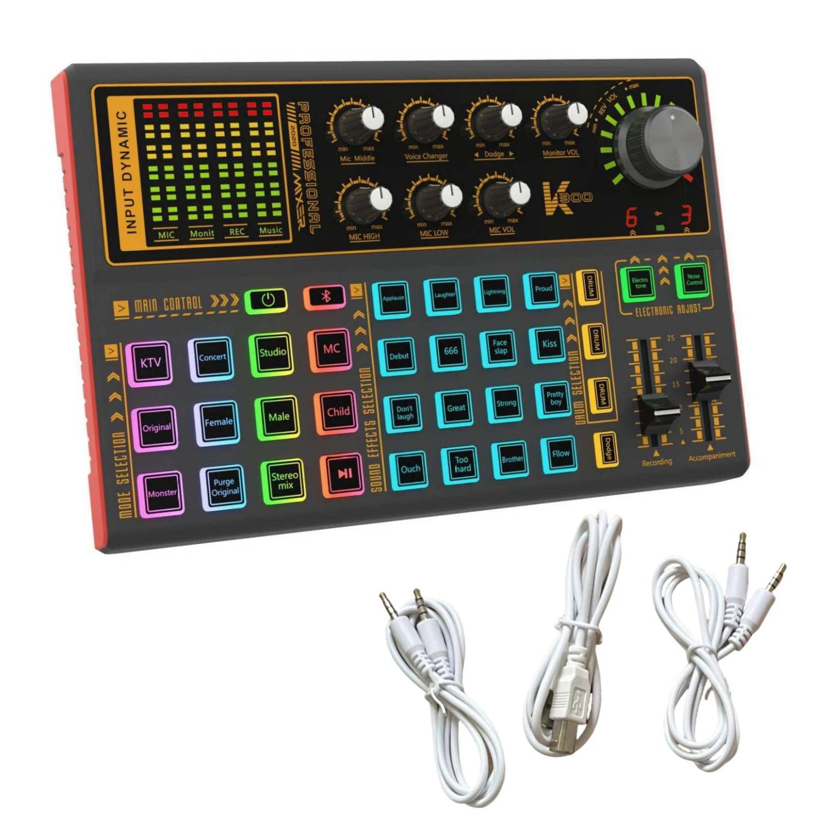 1set K300 Sound Card Portable Audio Processing Equipment Versatile