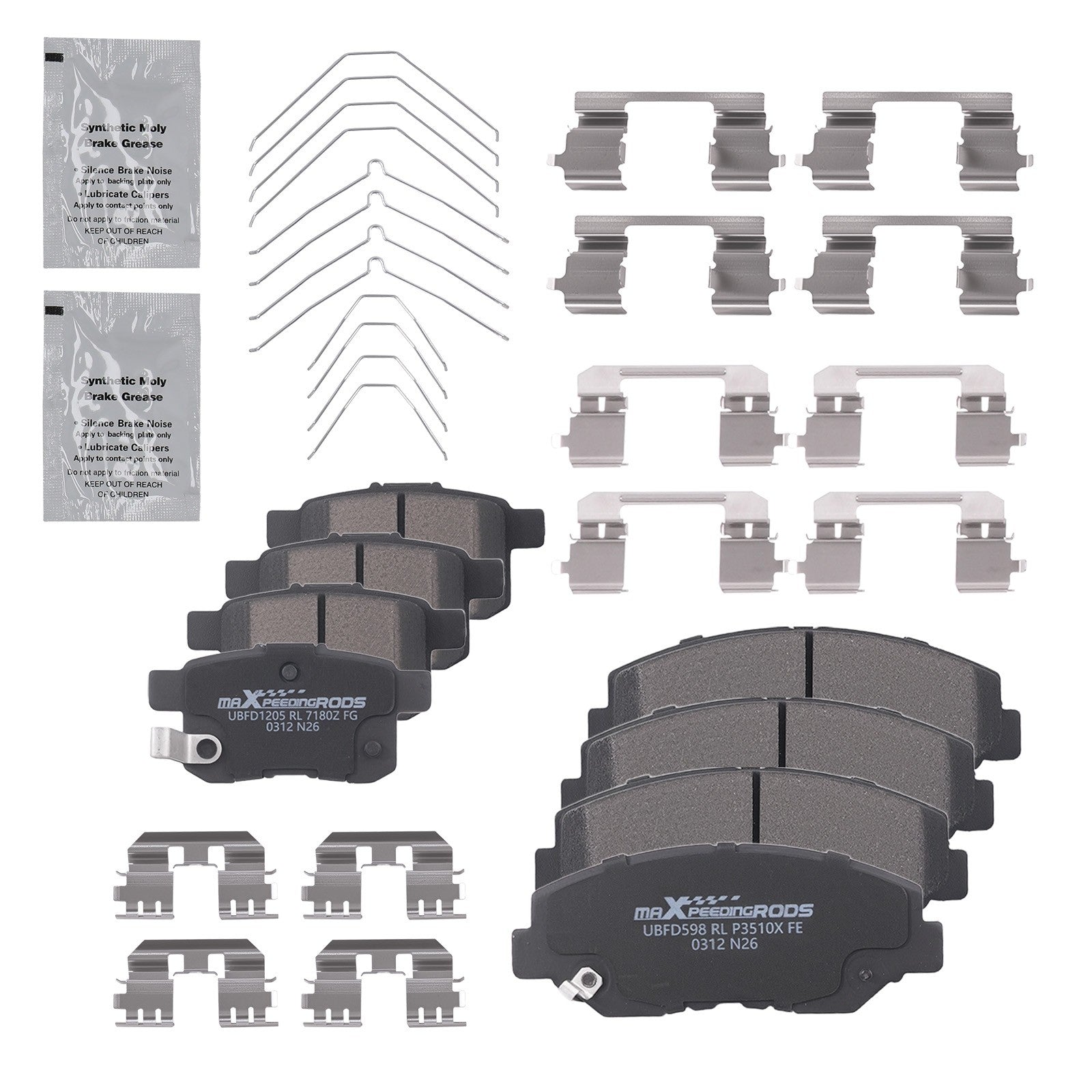 8x Front Rear Ceramic Brake Pads Kit for Honda Accord 2008 2009-2017